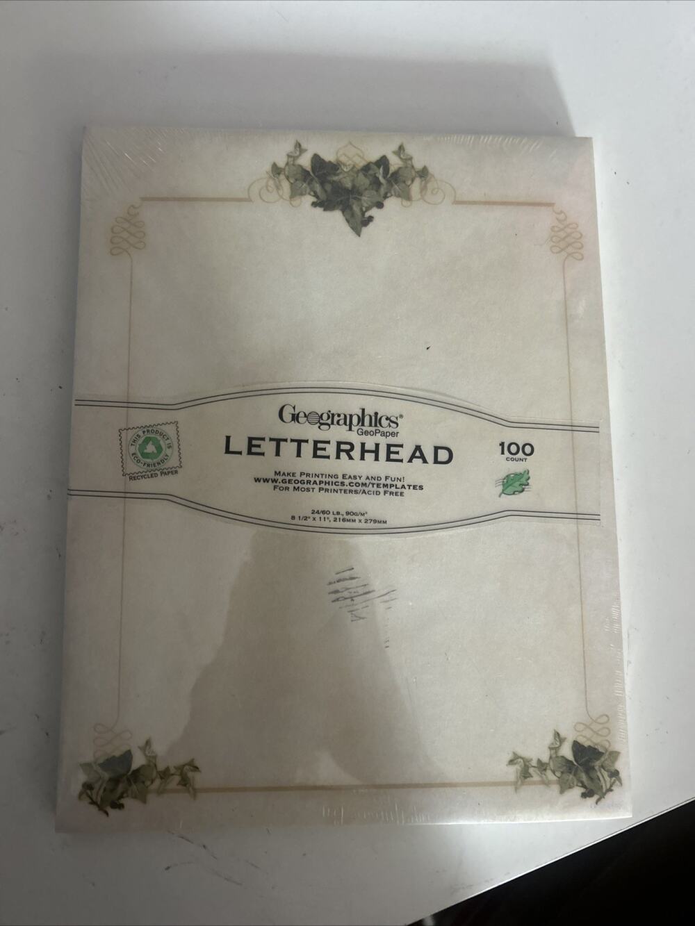 Brand New Geographics Golden Poinsettia Letterhead 8-1/2" x 11" 100 Count